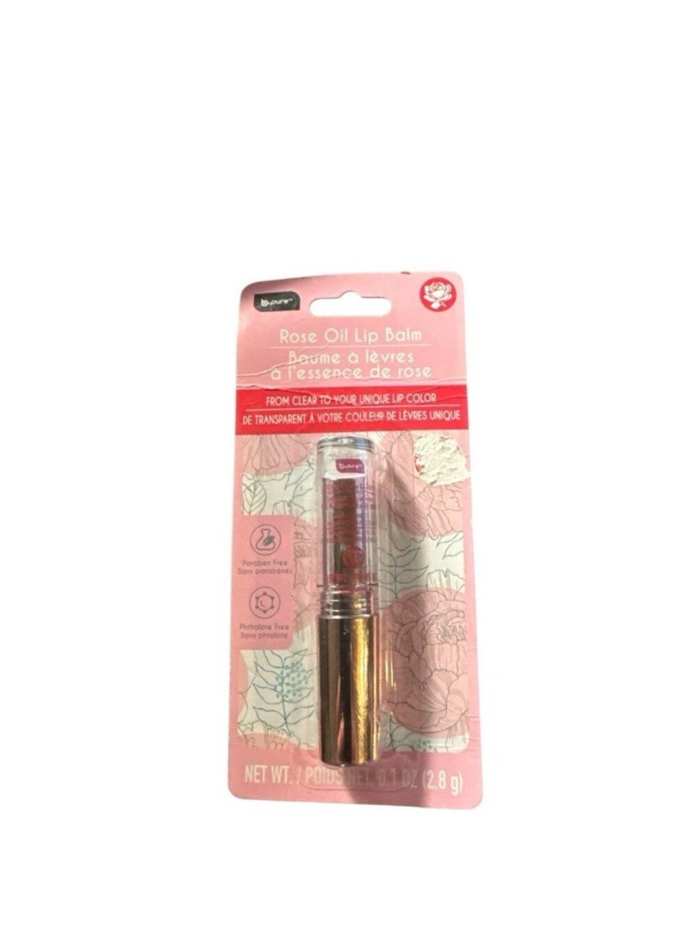 B-Pure Tinted Rose Oil Color Adapting Lip Balm Clear To Your Unique Shade